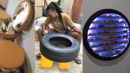Female furniture maker: Meet the talented lady turning old tyres into unique wall hangings & furniture