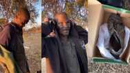 Halala: BI Phakhati blesses hungry homeless man with shoes, clothes and R1 500