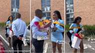 Romantic man surprises bae with gifts and flowers on her graduation day, sweet moment captures SA's hearts