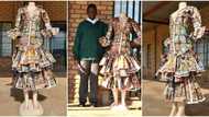 Creative boy converts paper into beautiful dress for his school's art project, photos impress many