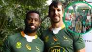 Siya Kolisi and Eben Etzebeth pose with their families together at RSA vs IRE game, Rachel Kolisi chuffed