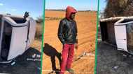 Mzansi farmworker “Piet” crashes bosses bakkie, video has people laughing: “You can’t park there”