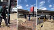 Dishevelled man disarms police officer, video has Mzansi screaming: "Nothing is real in South Africa"