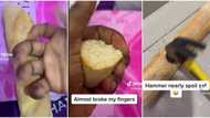 Lady shows off bread she bought online that was so hard that hammer couldn't break it in video