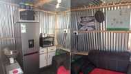 Mzansi stans man's fully furnished shack, peeps blown away by organisation skills