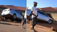 "You can't park the car there", South Africans clown a car crashed into a wall