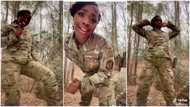 Beautiful lady serving in US Army dances inside bush with uniform in viral video, men want to marry her