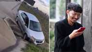 Mzansi people left totally shook after watching man wreck his car to try and avoid traffic: “Say no to drugs”