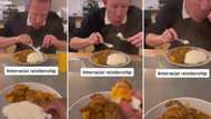 Lady shows difference between how she and white bae eats pap, peeps worldwide adore cultural mix: "Beautiful"