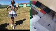 Young woman shows off her clean and well organised home, SA is impressed