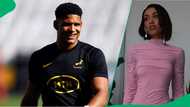 Sacha Feinberg-Mngomezulu kisses lady speculated to be Sarah Langa after Springboks vs Argentina match