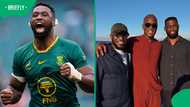 Siya Kolisi spotted with football legends Okocha and Didier Drogba