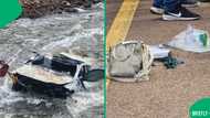 Police divers retrieve constables' VW Polo from Hennops River, Mzansi questions condition of vehicle