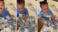 Father stops baby's crying with R100 banknotes, video of the child's joy goes viral