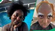"My dad would disown me": Lady gags family with new look after bleaching hair and eyebrows, peeps react