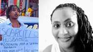 Eldoret woman hits the streets with placard in search of husband