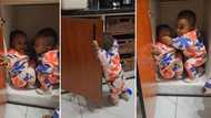 Cute video of Joburg triplet girls hiding in cupboard has Mzansi lol: “Triple trouble in this house”