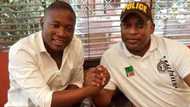 Sports presenter Walter Mokoena gives sports legend Robert Marawa a heartfelt salute