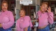 Lady acts out what it looks like when you make eye contact with someone at "tarven" and Mzansi’s broken