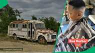 "May the lord bless the work of his hands": Hustler converts old school bus into barbershop