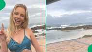 South African woman swims in cold Cape Town ocean in video, Mzansi reacts