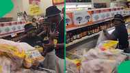 "Shoprite is not happy": Woman piles trolley with chicken during trolley dash challenge, SA wowed