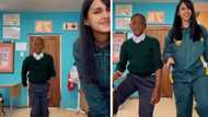 Afrikaans teacher's goofy amapiano TikTok dance with little schoolboy tears up netizens: "Nee, juffrou"