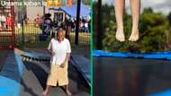 Gogo jumps on trampoline, TikTok video leaves Mzansi envious: "I low-key want that"