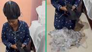 Woman saves over R10k with coins, TikTok video of container full of money leaves Mzansi in awe