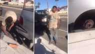 Man catches thief stealing his tyre red-handed in viral video, internet in disbelief: "Most polite thief ever"