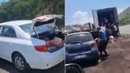 KZN residents loot truck transporting meat, Mzansi peeps rushing to put cow carcasses into cars has SA in stitches