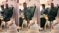 Hilarious video of buff groom tasting cake at his wedding has Mzansi laughing out loud: "This guy though"