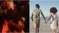 Lady goes on her knees to propose marriage to boyfriend, money rains on couple as man says yes, many react