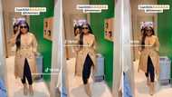 Woman posts video of trendy winter outfit bought from Ackermans, SA gushes over R250 trench coat