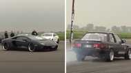 Throwback to that time modified BMW 325i Gusheshe lined up against Lamborghini Aventador in a drag race