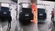Petrol attendants save the day after man douses car with fuel and sets it on fire: 'Yoh'