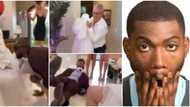 Father-in-law wears daughter’s wedding gown to prank her blindfolded husband, viral video causes huge stir