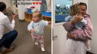 Cuteness overload: baby girl leaves dad hanging and runs to mommy as they pick her up from daycare