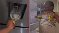 South African woman pours wine into her refrigerator dispenser, December mood has Mzansi amused