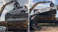 Car crush! BMW 1 Series and taxi among 91 illegally imported cars destroyed by SAPS