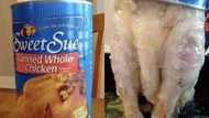Snap of whole canned chicken nauseates locals with its slimy texture