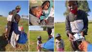 BI Phakathi gives roadside beggar and 3 kids cash and food, hides his face out of humility