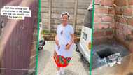 Video of woman sharing experience of using a long drop toilet during visit to her gogo's house in the village