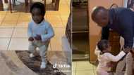 Little girl beside herself when dad gets home, TikTok viral of her happy dance at his arrival cracks up the internet