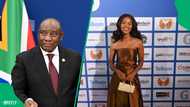 President Cyril Ramaphosa congratulates newly crowned Miss SA 2025 Qhawekazi Mazaleni