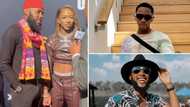 Mohale Motaung and Lasizwe arrive at Khanyi Mbau's roast hand in hand, SA here for the couple goals