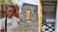 "You're better than us": Smart lady builds small house on her land, tiles floor, moves in without ceiling