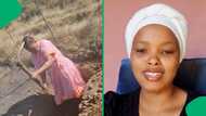 "President of the women's conference": Pretty lady digs a deep hole with pick-axe, Mzansi's amused