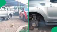 "We only see this in movies": Afrikaner woman wakes up to car tyres stolen and replaced with bricks