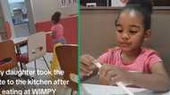 TikTok video captures cute moment, toddler takes plate to the kitchen at Wimpy: "She's raised well"